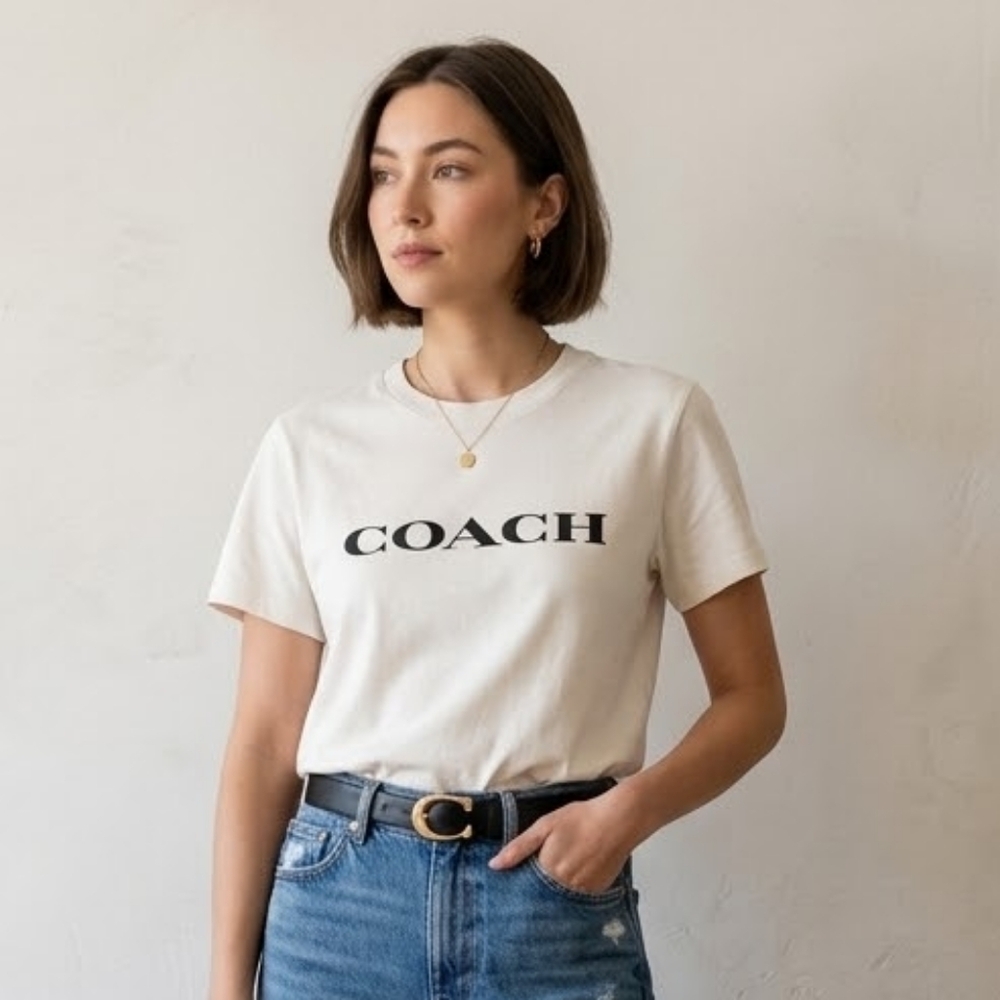 Coach Essential T-Shirt In Organic Cotton, NWT